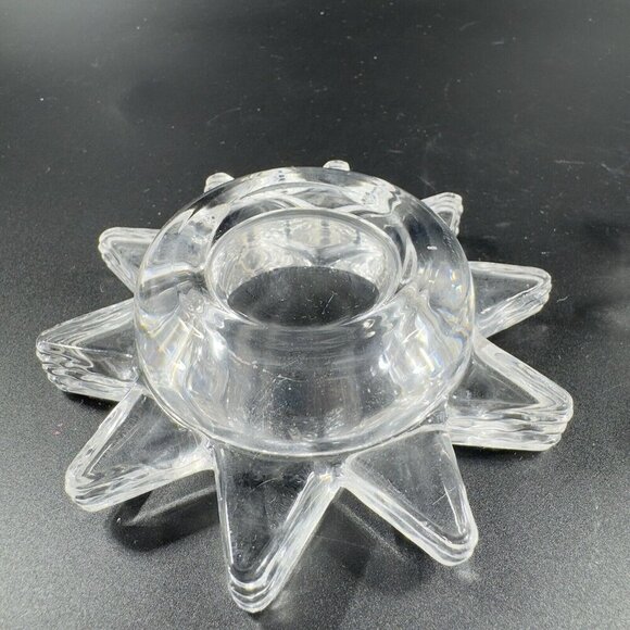 PartyLite Flaming Star Glass Tealight Candle Holder Clear Votive Set 2 Glass - Picture 9 of 11
